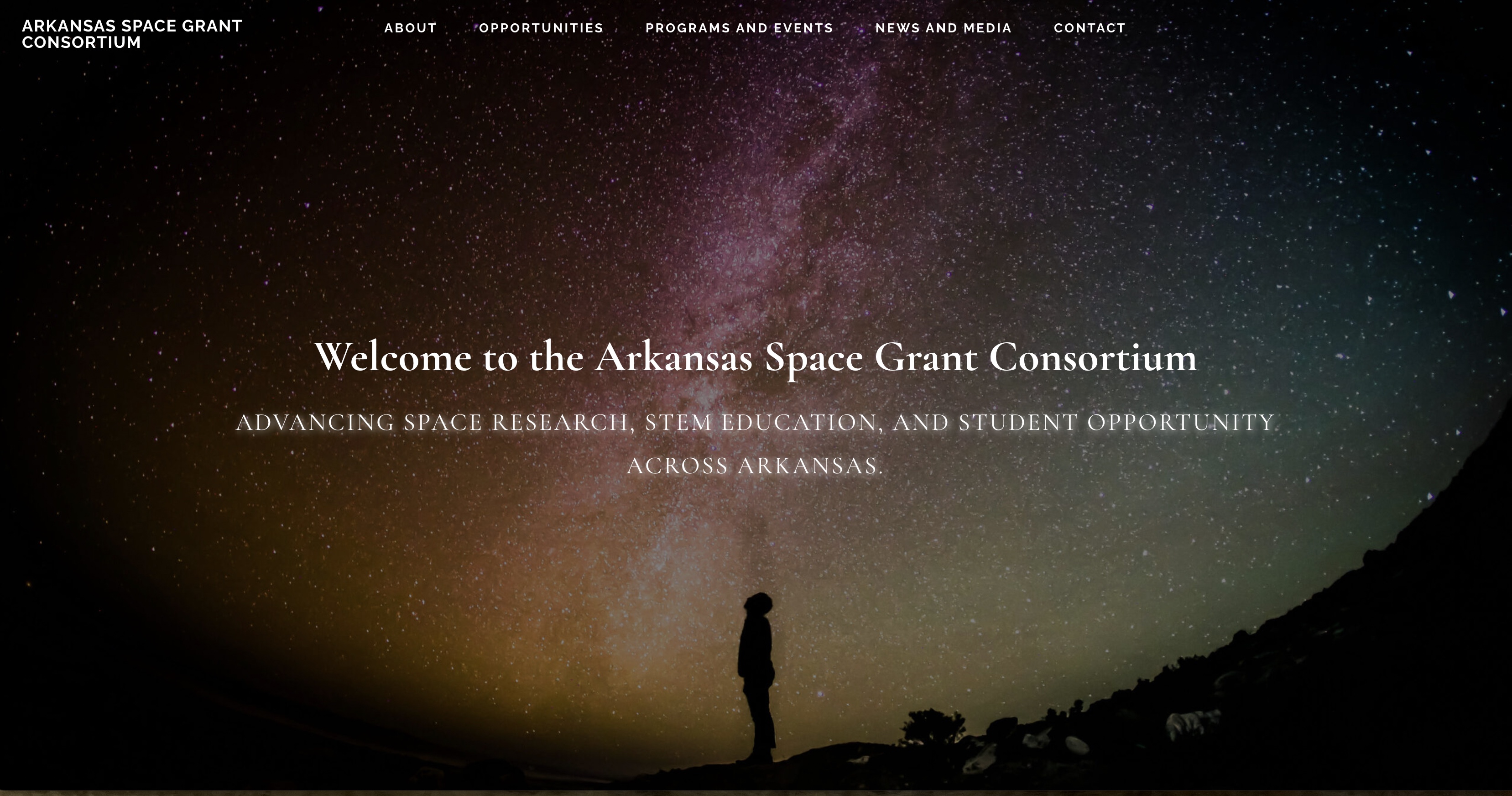 Screenshot of the Arkansas Space Grant Consortium website